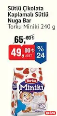 TORKU MİNİKİ SÜTLÜ ÇİKOLATA KAPLAMALI NUGA BAR 240 G fiyat ve kampanya bilgisi